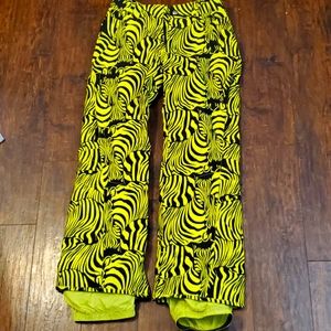 Burton snowpants neon yellow zebra
